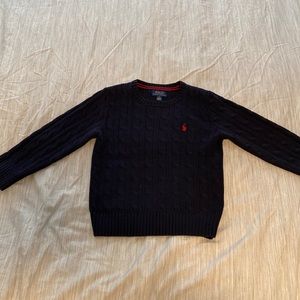 Polo Ralph Lauren Cable Knit Cotton Sweater, 5, Navy (Red Polo Horse)